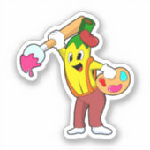 Banana als Maler mit Pinsel Aufkleber (Vorderseite)