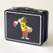 Banana als Maler mit Pinsel Metall Brotdose (Rückseite)