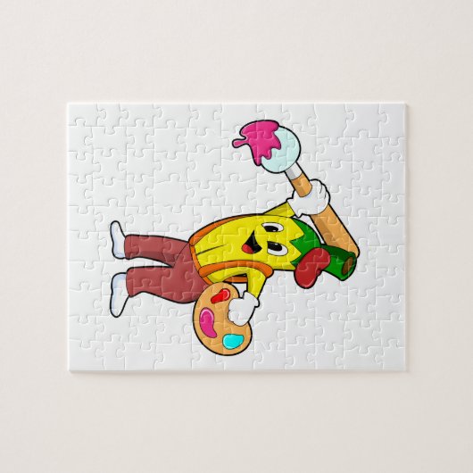 Banana als Maler mit Pinsel Puzzle (Horizontal)