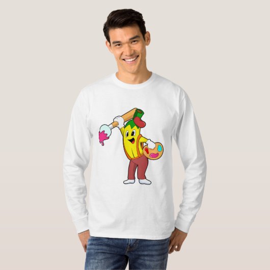 Banana als Maler mit Pinsel T-Shirt (Vorne ganz)