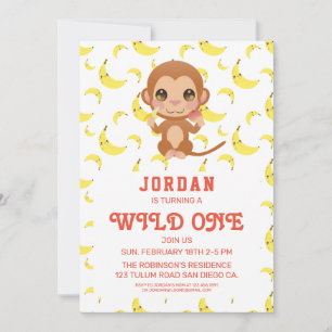 Banana Baby Monkey Geburtstag Einladung
