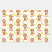 Banana Baby Monkey Happy Birthday Geschenkpapier Set (Vorderseite 3)