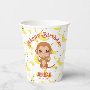 Banana Baby Monkey Happy Birthday Pappbecher