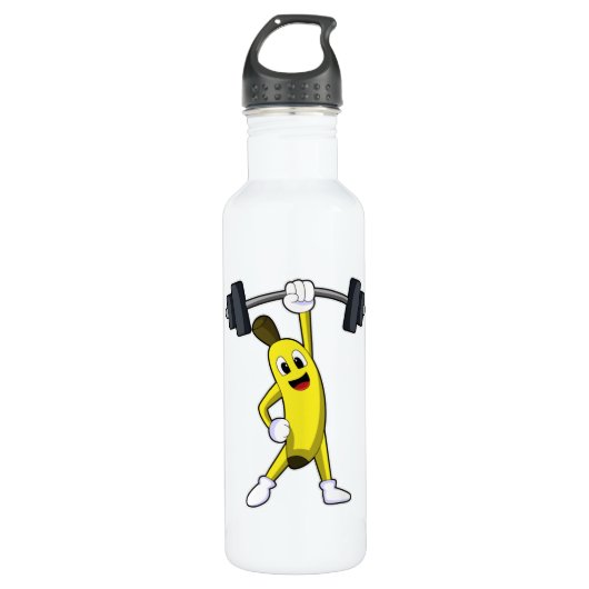 Banana bei Strandtraining mit Barbell Edelstahlflasche (Vorderseite)