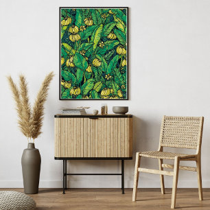 Banana-Blatt- und Frucht-Kombination Tropischer Poster
