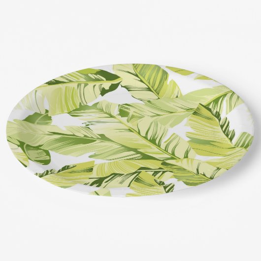 Banana-Blätter 4 Pappteller (Schrägansicht)