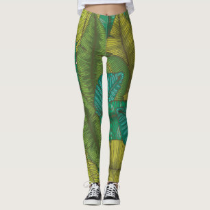 Banana-Blätter: Botanische Vintage Hand Gezeichnet Leggings