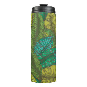 Banana-Blätter: Botanische Vintage Hand Gezeichnet Thermosbecher