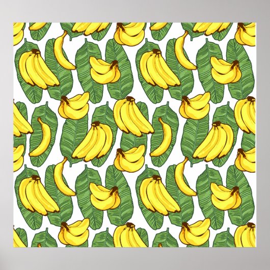Banana-Blätter: tropisches Fruchtmuster Poster (Vorne)
