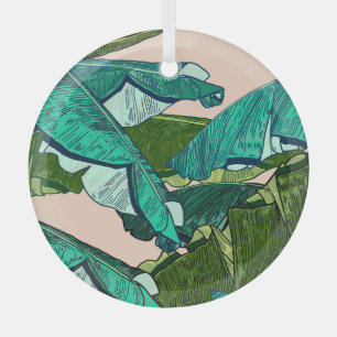 Banana-Blätter: tropisches nahtloses Muster. Ornament Aus Glas
