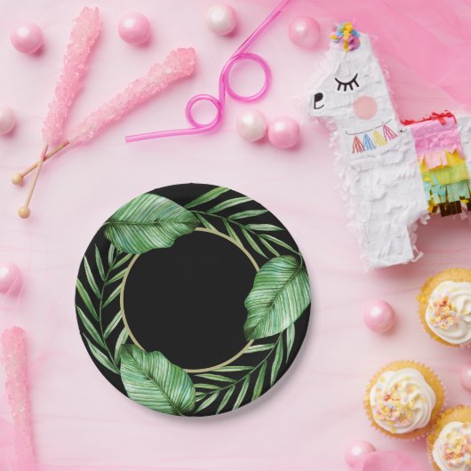 Banana-Blätter und Tropenpartei "Palm Fronds" Pappteller (Party)