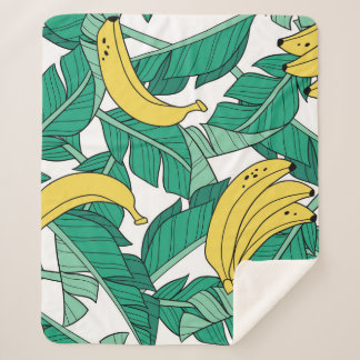 Banana-Blätter: Weiß Vintages Muster. Sherpadecke