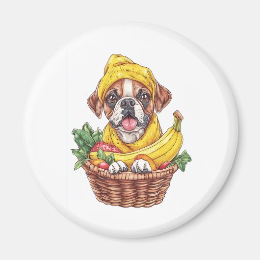 Banana Boxer � Lustiger Frucht Hund Magnet (Vorne)
