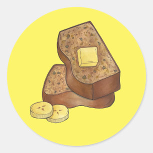 Banana Brot Loaf Slice Butter Backfood Runder Aufkleber