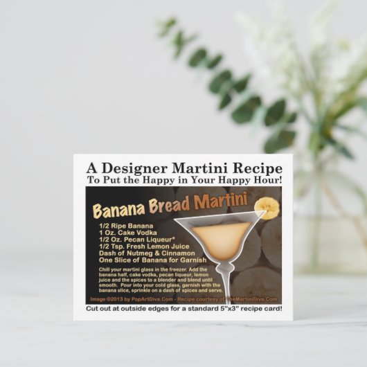 Banana Brot Martini Rezept Postkarte (Stehend Vorderseite)