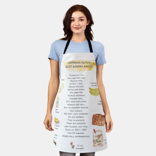 Banana Brot Wasserfarbe Rezept Heirloom Schürze (Getragen)