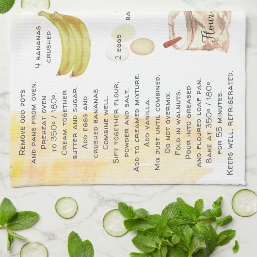 Banana Brot Wasserfarbe Rezept Tee Tee Handtücher (Gefaltet)