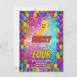 Banana Cartoon Geburtstag laden Kinder ein Einladung