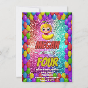 Banana Cartoon Geburtstag laden Kinder ein Einladung