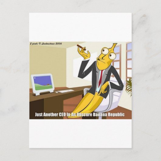 Banana-CEO Funny Offbeat Cartoon Sammelgeschenke Postkarte (Vorderseite)