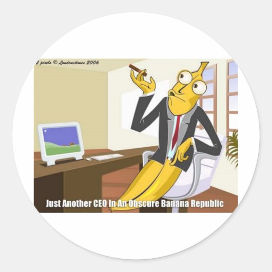 Banana-CEO Funny Offbeat Cartoon Sammelgeschenke Runder Aufkleber (Vorderseite)
