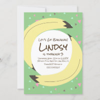 Banana Confetti Rosa Grüne Geburtstagsparty Einlad