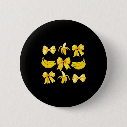 Banana Coquette Bow Yellow Bananas Festival Girls  Button (Vorderseite)