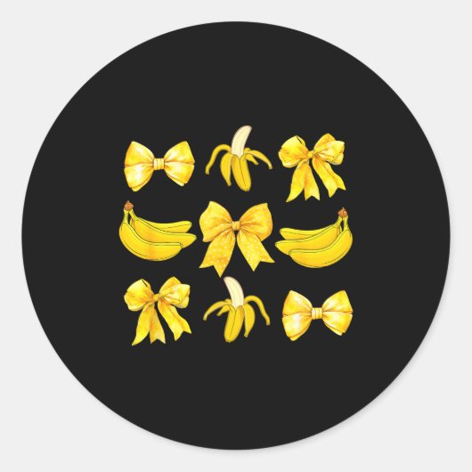 Banana Coquette Bow Yellow Bananas Festival Girls  Runder Aufkleber (Vorderseite)