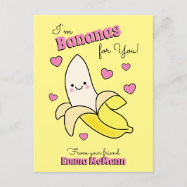 Banana Cute Kids Classroom Valentine Card Postkarte