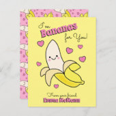 Banana Cute Kids Classroom Valentine Card Postkarte (Vorne/Hinten)