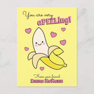 Banana Cute Kids Classroom Valentine Card Postkarte