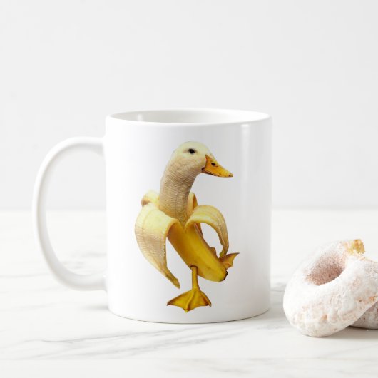 Banana Duck Meme Tasse doppelseitig (Mit Donut)