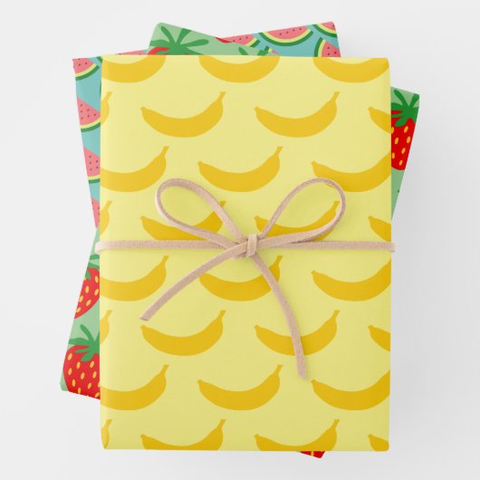 Banana Erdbeere Wassermelone lustige Fruchtmuster Geschenkpapier Set (Beispiel)