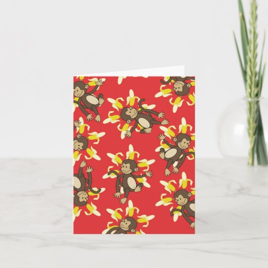 Banana Flower Monkey Notecards Karte (Vorderseite)