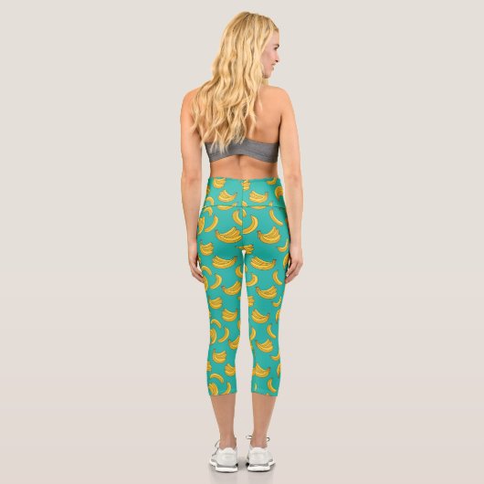 Banana Frucht Fun Muster Capri Leggings (Rückseite)