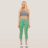 Banana Frucht Fun Muster Capri Leggings (Vorderseite)