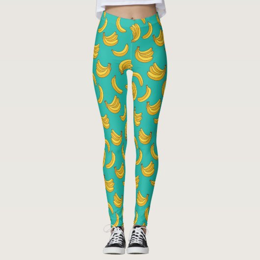 Banana Frucht Fun Muster Leggings (Vorderseite)