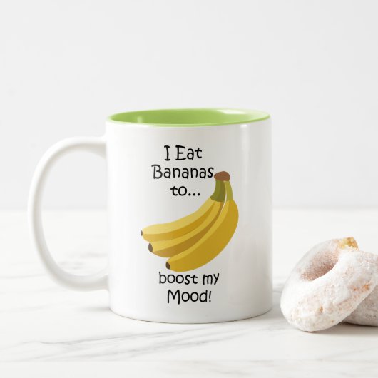 Banana Fruit Boost My Mood Funny Zweifarbige Tasse (Mit Donut)