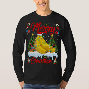 Banana Fruit Lover Xmas Lighting Weihnachtsmannmüt T-Shirt