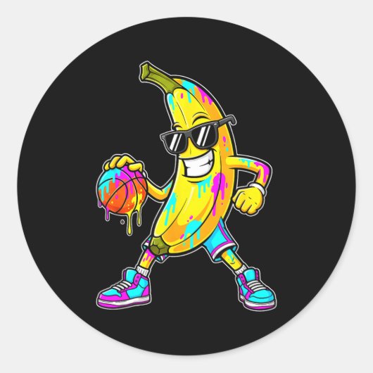 Banana Funny Basketball Drip Kids Youth Boys Girls Runder Aufkleber (Vorderseite)