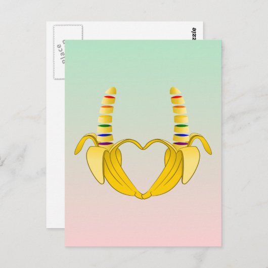 Banana Gay Pride Freiheit Herz Postkarte (Vorne/Hinten)