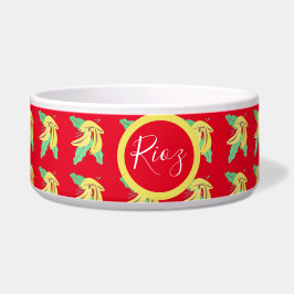 Banana Greenery Pattern Red Napf