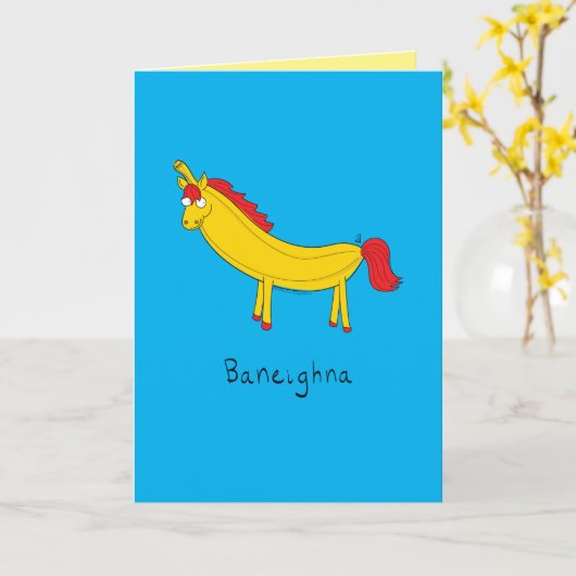Banana Horse Niedlich Kids Karte (Gelbe Blume)