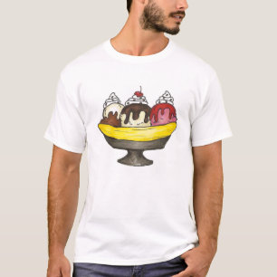 Banana Ice Cream Sundae Split Feinschmecker Junk F T-Shirt