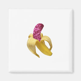 Banana in Imitats Rosa Glitzer sieht köstlich aus Magnet