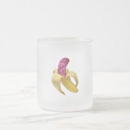 Banana in Imitats Rosa Glitzer sieht köstlich aus Mattglastasse