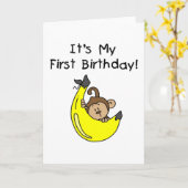 Banana - Junge Affe 1. Geburtstag Karte (Gelbe Blume)
