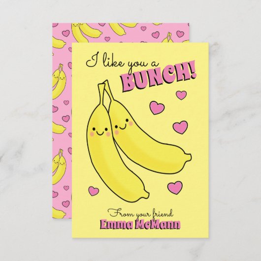 Banana Kids Classroom Valentine Karten (Vorne/Hinten)