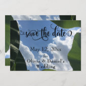 Banana Leaf Gerahmt Sky Tropical Save the Date (Vorne/Hinten)