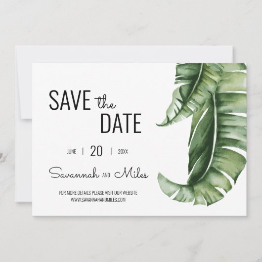 Banana Leaf Landschaft Save the Date Einladung (Vorderseite)